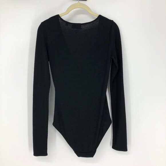 Wilfred Free Aritzia Black Hari Longsleeve Surplice Neck Wrap style Bodysuit S - Picture 4 of 16